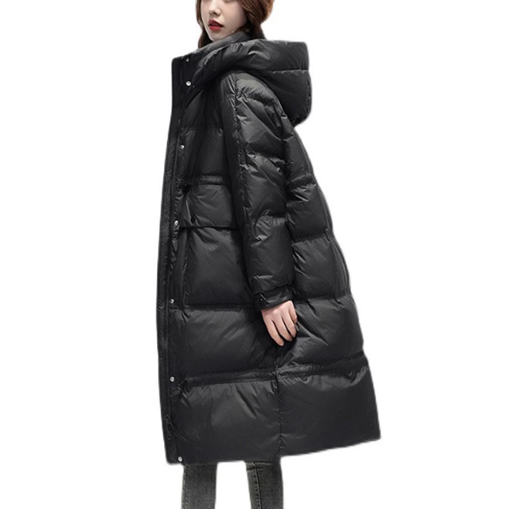 2025 New Down Jacket Women's Medium and Long Loose Thickened White Duck Down Winter Coat