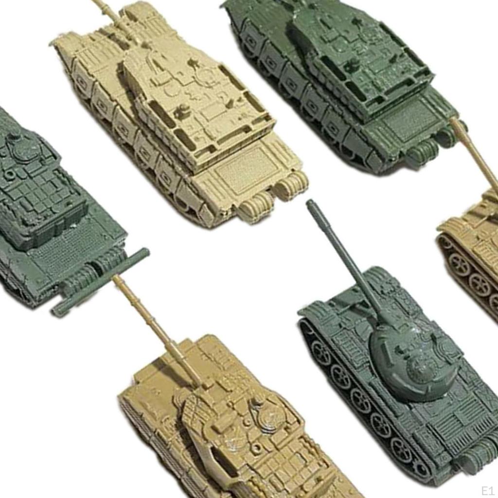 6 Pieces of Miniature Tanks DIY Assembly at a 1:144 Ratio for Boys and Girls