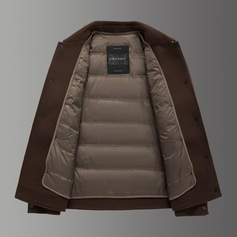 Double-sided woolen woolen coat men's removable down lining jacket winter thickened business casual short lapel