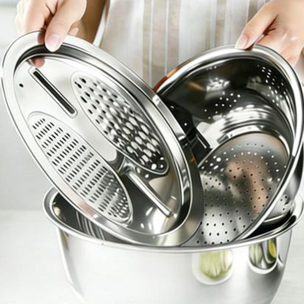 Stainless Steel Colander Strainer Basin 26cm Washing Draining Basket for Vegetables Fruits Rice Pasta Kitchen Meal Prep