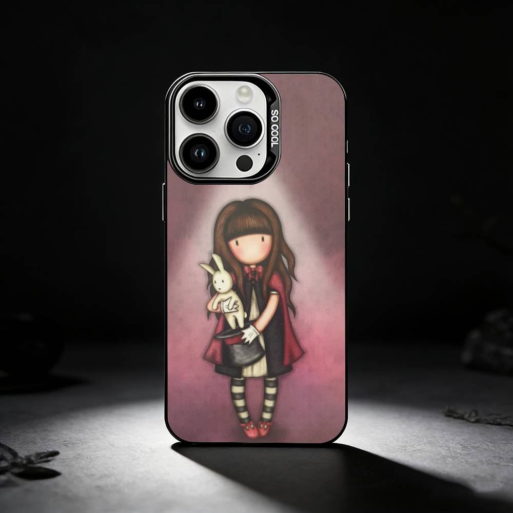 Lovely S-Santoro G-Gorjuss Series Phone Case For iPhone 17,16,15,14,13,12,11 Plus,Pro Max,XS,Colored silver phone case