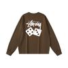 Stussy 2025 Spring and Autumn New High Quality Cotton Flat dice Printed Long Sleeve T-shirt for Men and Women