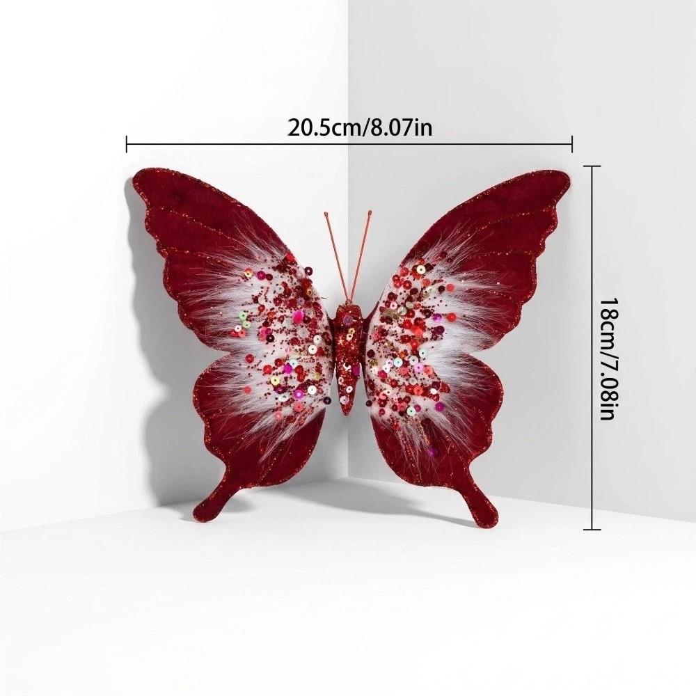 Sparkling Glitter Butterfly Christmas Flower Sequins Christmas Butterfly Pendant Christmas