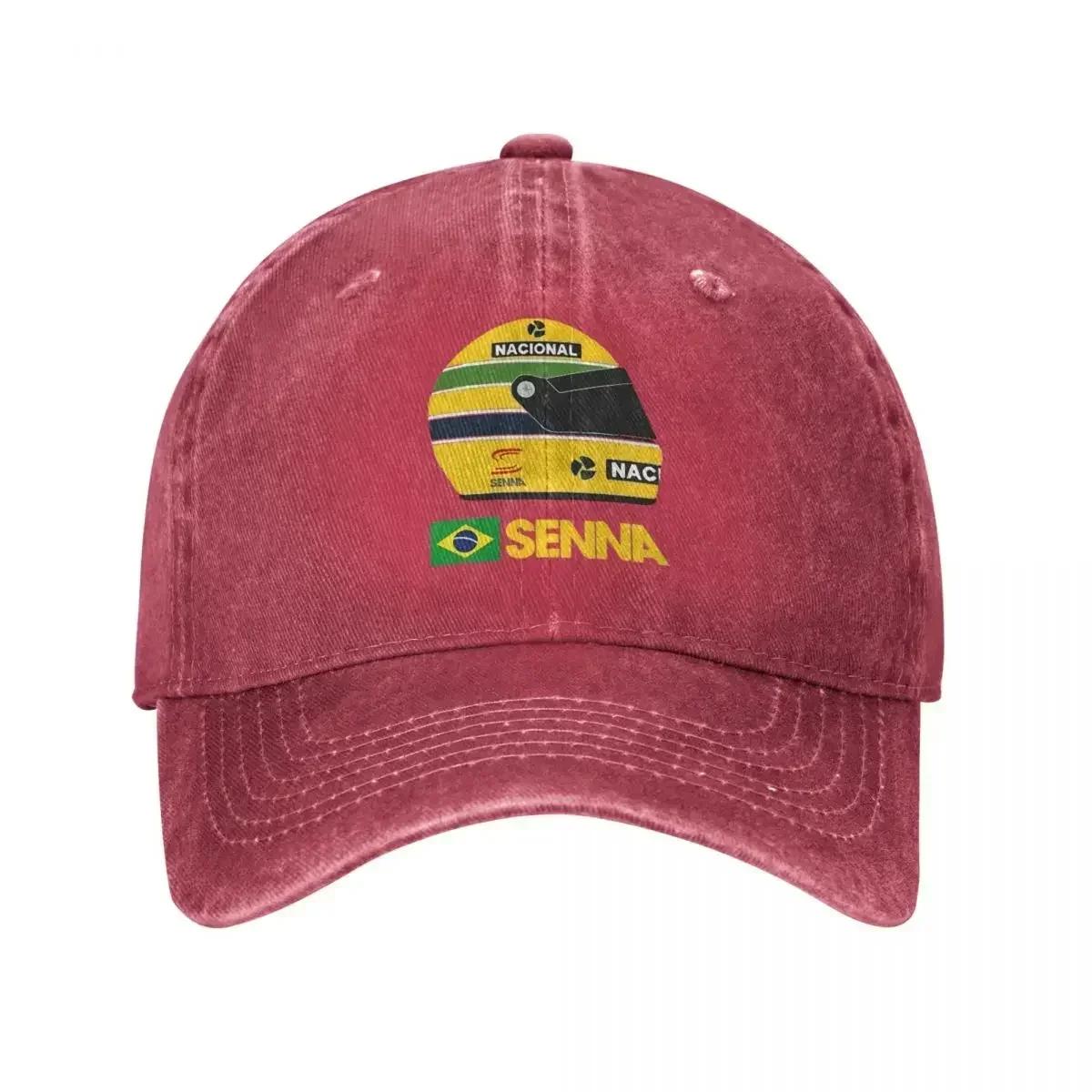 

Ayrton Senna Racing Cars Merch Мужская и женская бейсболка из потертого денима, классическая кепка для тренировок на открытом воздухе, солнцезащитная кепка One Size