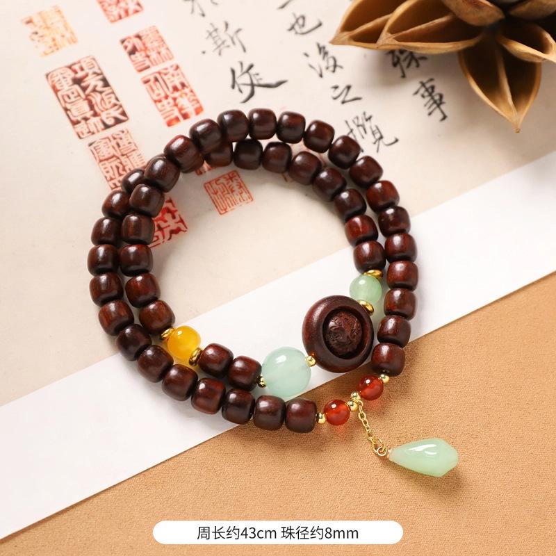 Chinese-style Beaded Bracelet, Agate Chain, for Both Men and Women, Wooden Beads, Simple Bracelet