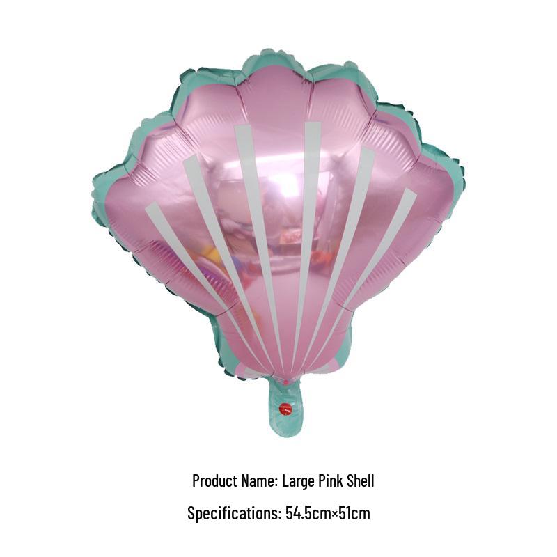 Mermaid Party Gradient Balloons Set: Tail & Large Shell Foil Balloons