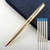 Luxury Metal Ballpoint Pen Stainless Steel Golden Trim Gift Writing Stationery Office School Supplies