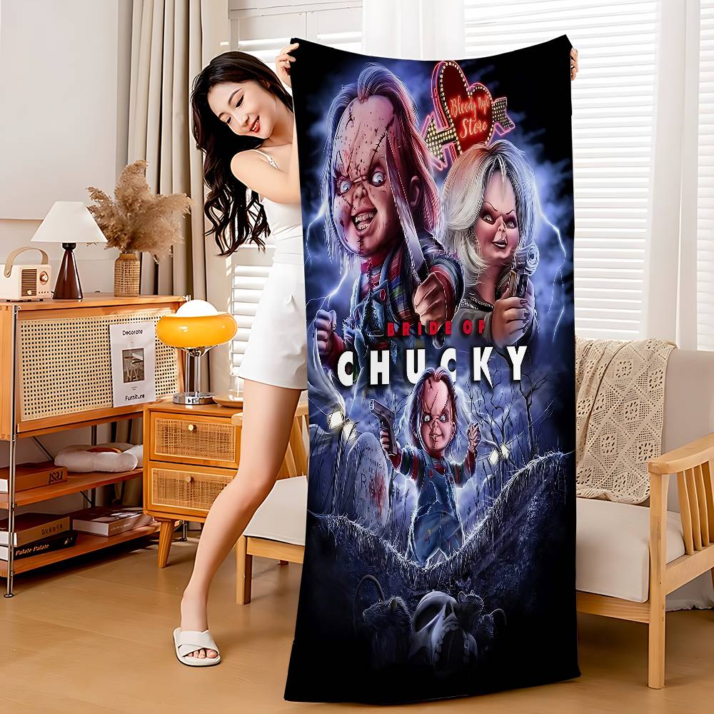 Klassisches Chucky Horrorfilm Strandtuch Bunte Badetücher Für Mädchen Mikrofaser Schnelltrocknend Sandfrei Strand Yoga Spa Fitnessstudio