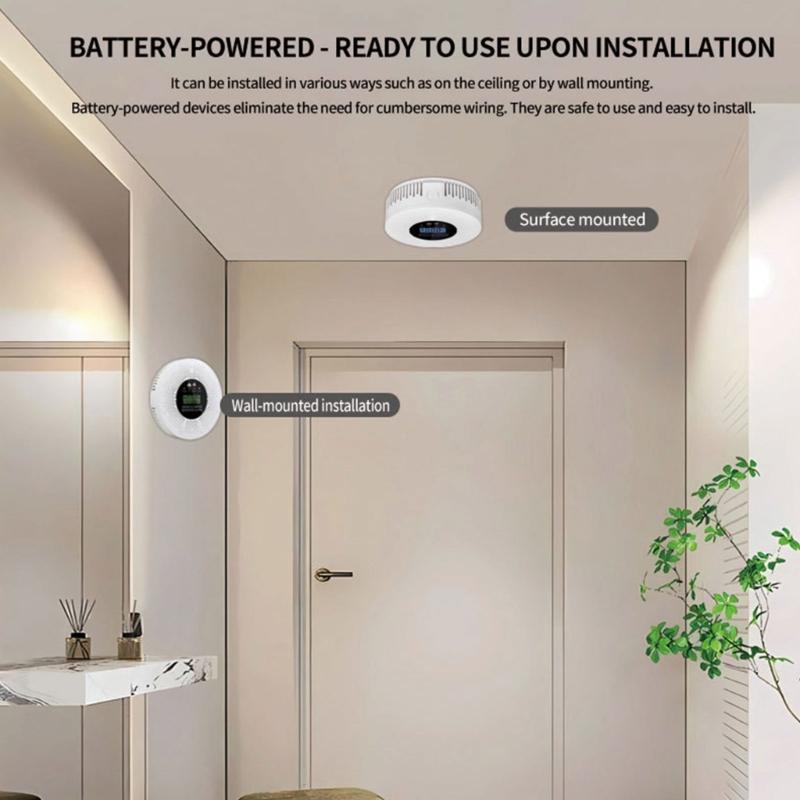 Advanced 2 In 1 Carbon Monoxide Smokes Detectors Featuring Real Time Display & High Accuracy Sensors for Household