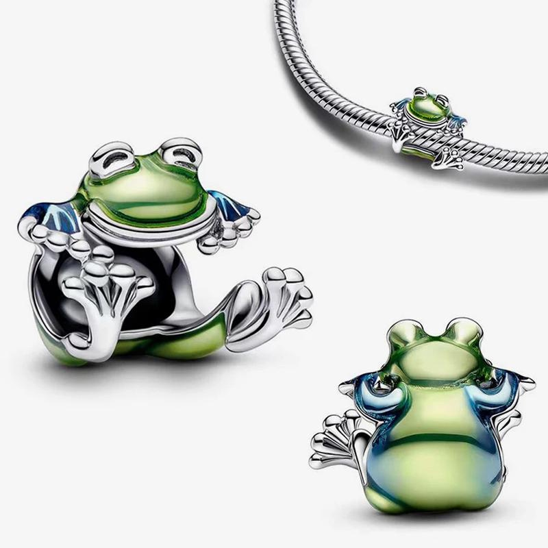 Glow Gold Firefly Charm Green Frog Deer Bead 925 Silver Bracelet DIY Gift 3mm Forest Theme Birthday Present