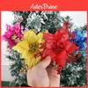Atemberaubende 16 cm glitzernde künstliche Blume zur Weihnachtsbaumdekoration in Silber, Rot und Gold