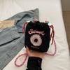 Embroidery donut messenger bag women's new casual shoulder bag commuter versatile portable bucket bag