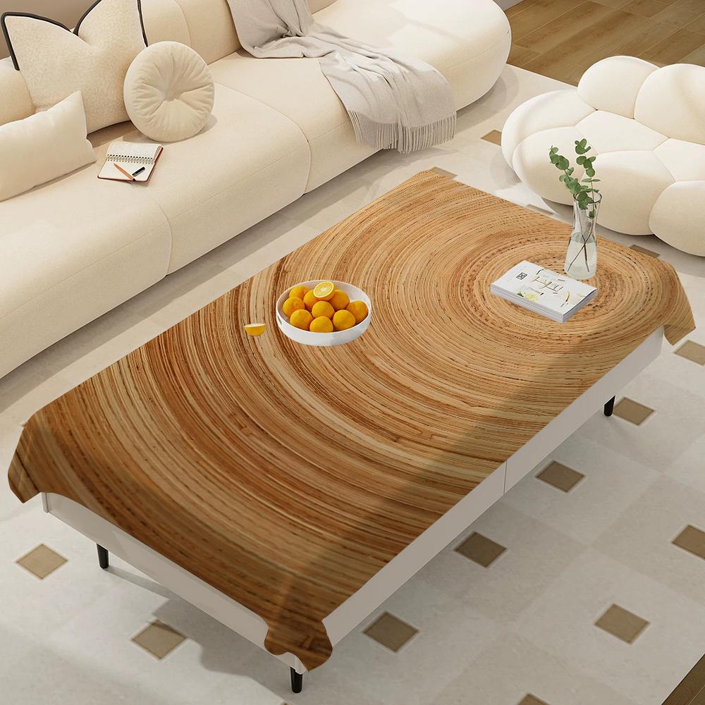 Beautiful Wood Rectangular Tablecloths Washable Wedding Party Kitchen Dining Living Room Birthday Decoration Table