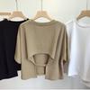 Tricou de vară fără spate, cu gât rotund, larg, cu mânecă scurtă, pentru femei