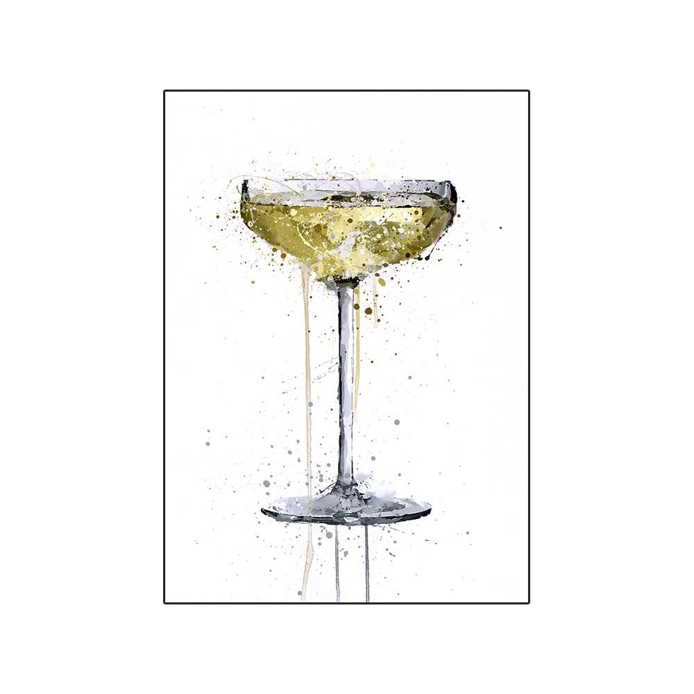 Abstrato moderno vidro champanhe pintura em tela arte da parede cartazes e impressões para sala de estar cozinha decoração quadro