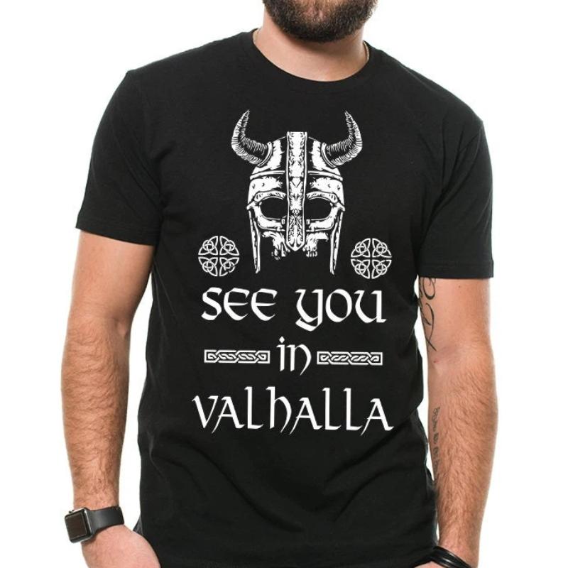 Valhalla Viking Men T Shirts Ragnar Lothbrok Nordic Tees Cotton Tops
