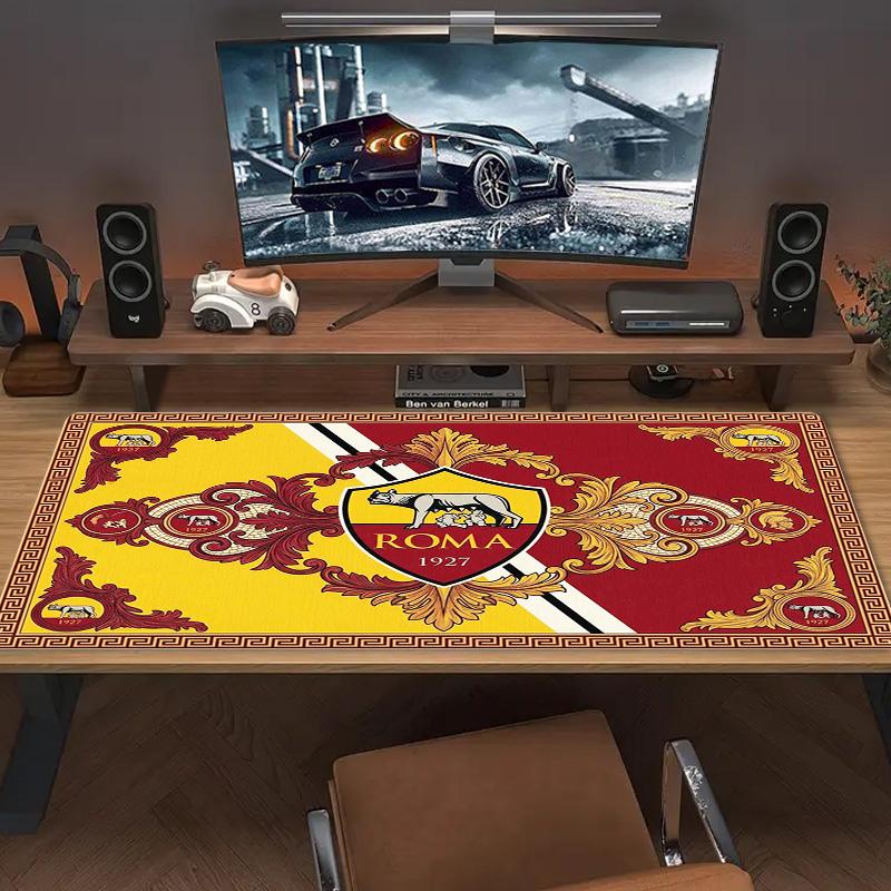 AS Roma Logo Color Mouse Pad Large Gaming Table Cushion Non-slip Laptop Tablet Big Mousepad XXL Mat Mini PC Playmat With Lock edge