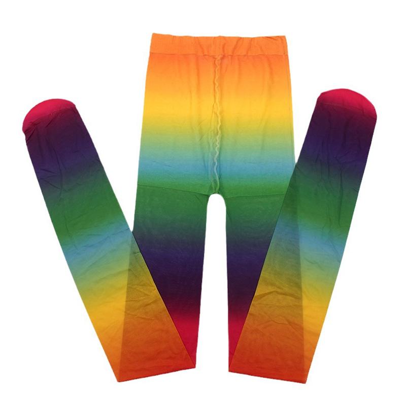 Lolita Damenstrümpfe Regenbogenverlauf Strumpfhose Süßes Mädchen Süßigkeitenfarbe Y2K Dünne Leggings Strumpfhosen Festival Party Tanzsocken One Size orange
