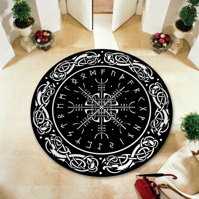 Mystic Magic Circle Round Theme Interior Non-Slip Rug Bedroom Meditation Zone Ideal Decorative Rug Boy's Birthday Gift