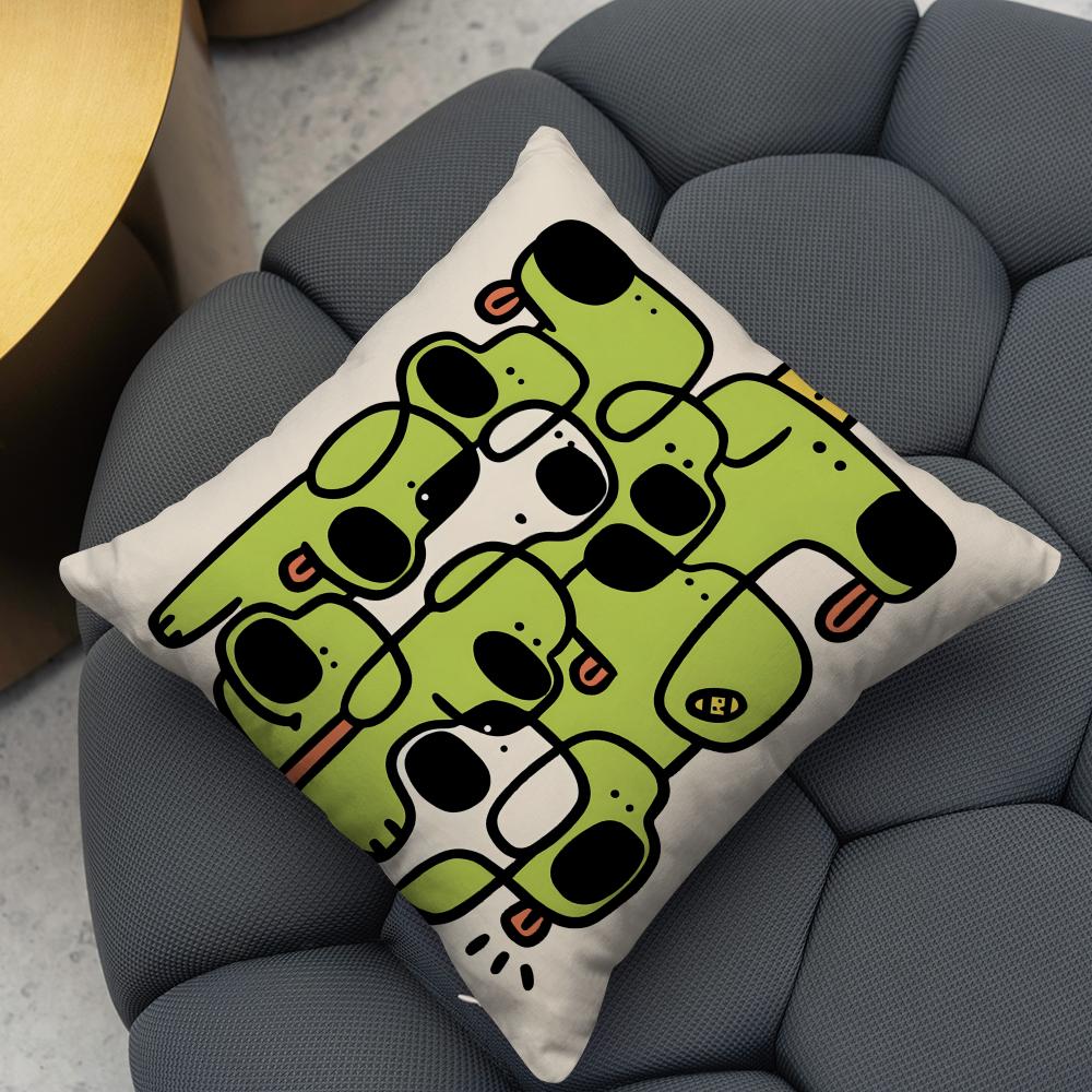 Abstrakt Hund Kuddfodral 2-i-1 Vändbart Plysch Kuddfodral | Bil/Soffa/Säng | Perfekt Gåva