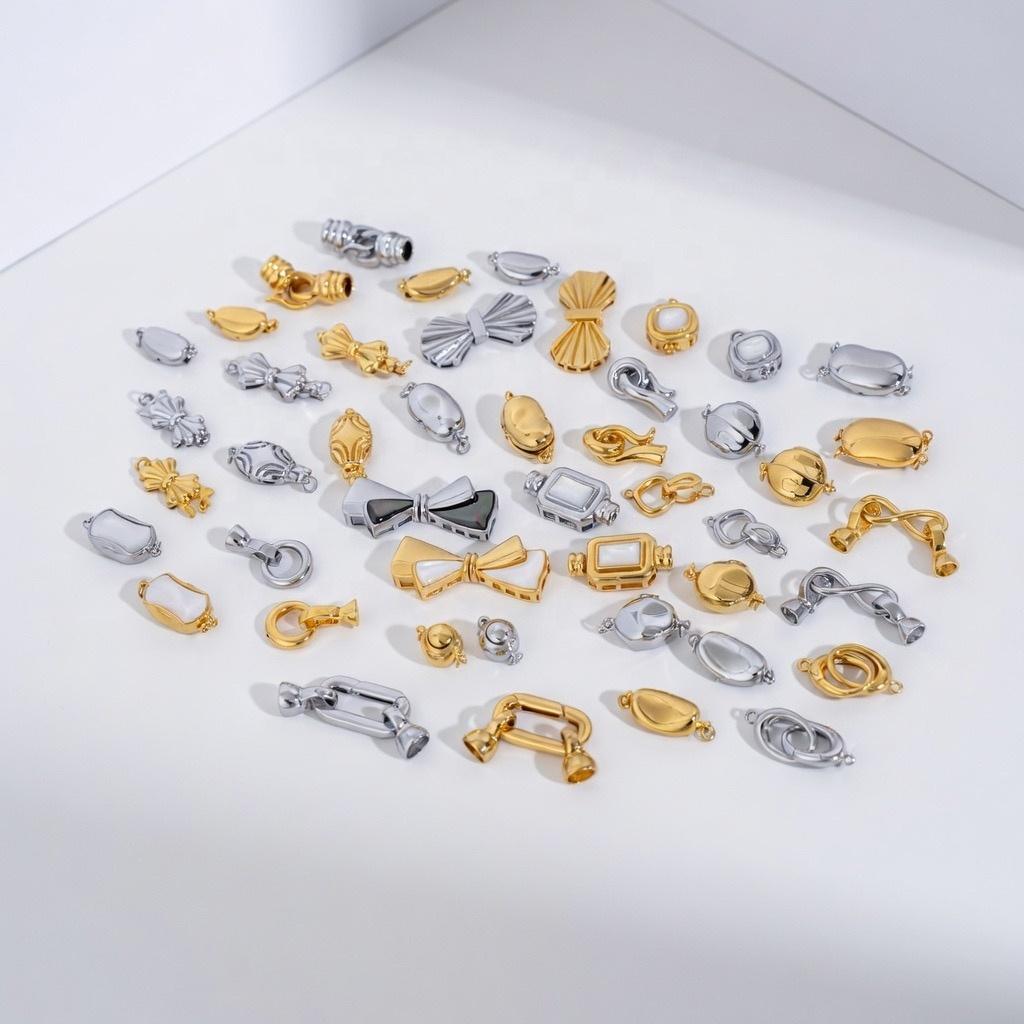 SC018 Gold/Rhodium Plated Stainless Steel Pearl Clasps - Anti-Tarnish & No Fade for Necklace & Bracelet Jewelry