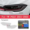 For Volkswagen VW POLO  Accessories Pre Cutting 2Pcs Car Headlight Protective Film Headlamp Transparent Black TPU Sticker