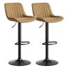 Brown Dining Room Bar Stool Swivel Chairs, Set of 2 - Velvet-Covered, Height-Adjustable, 360 Degrees Swivel Function