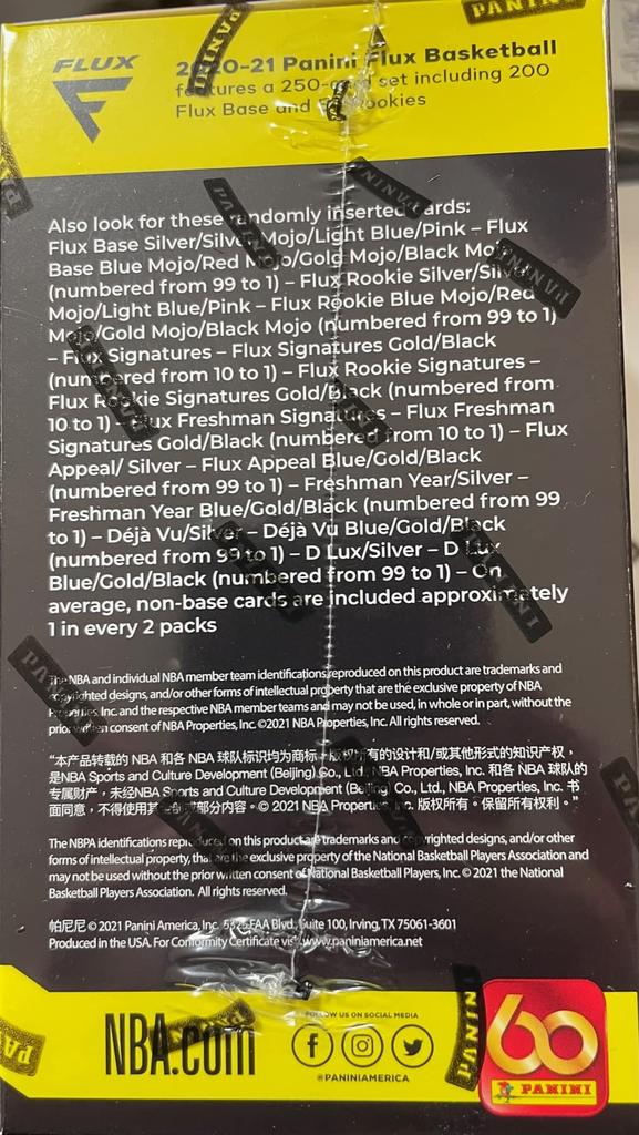 Cutie cu discuri de cărți de baschet NBA Panini Flux Cutie cu discuri de cărți de baschet Panini Flux 2020-21