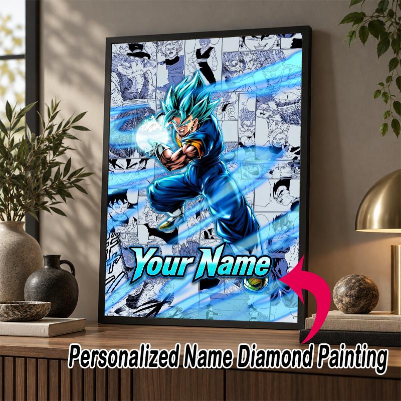 Personalized Gogeta Diamond Art Custom Name 5D Diamond Painting Full Drill DIY Craft