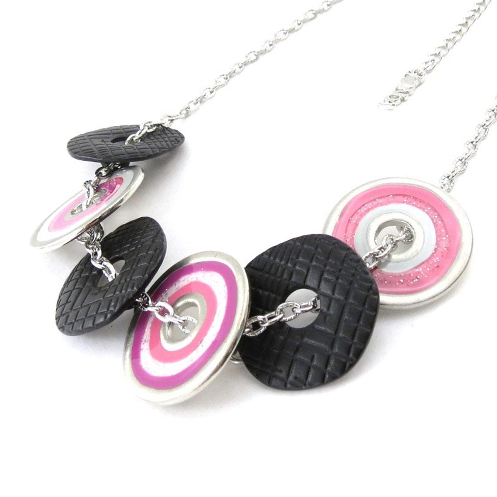 NOA [J2218] - Designer Necklace 'Amandine' Black Pink