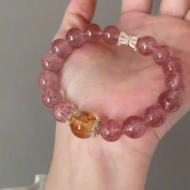 Bracelet Natural Strawberry Crystal Bracelet Citrine Huangta Crystal DIY New Natural Crystal
