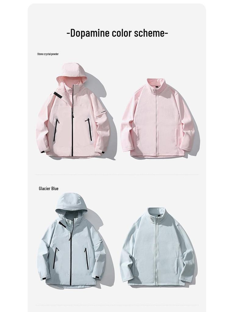 Men's Windproof Three-in-One Fleece Ski Jacket - Wear-Resistant, Heat-Sealed Winter Outerwear