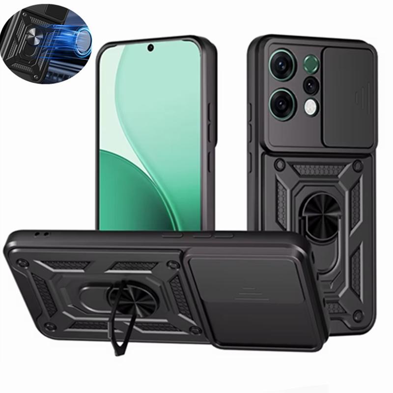 Armor Magnetic Ring Bracket Case For OPPO Reno 14 Pro 14F 5G Slide Lens Protector Cover for Reno14 Reno14F Funda