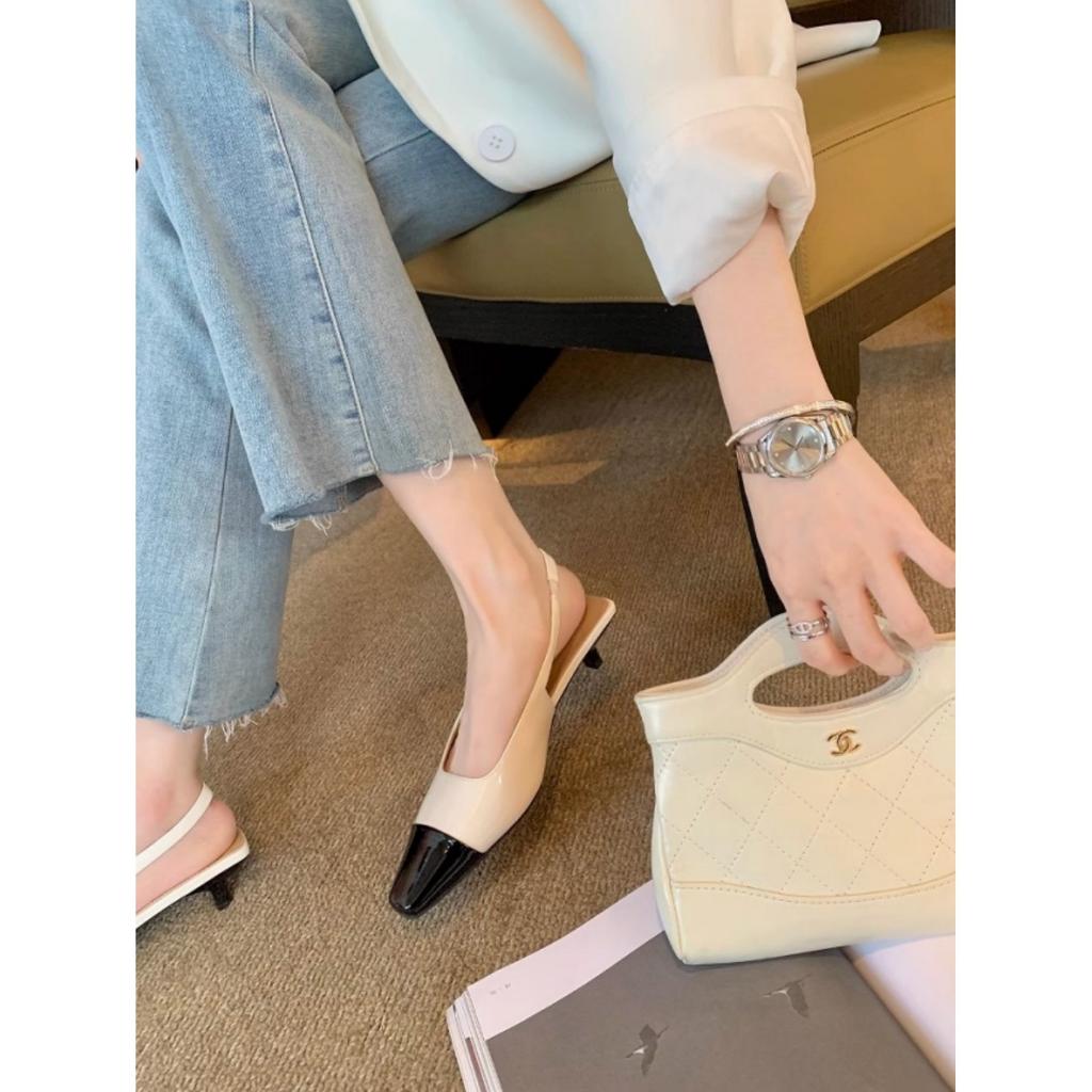 Sheepskin version~ temperament small square head shallow mouth empty commute versatile small thick heel sandals women's summer
