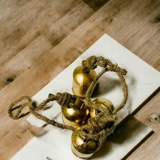 Set of 4 Harmony Cow Bells, Large Pet Neck Bell, Handmade Bell Set With Rope, Pet Accessories, Decorative Iron Bells, Christmas Gift