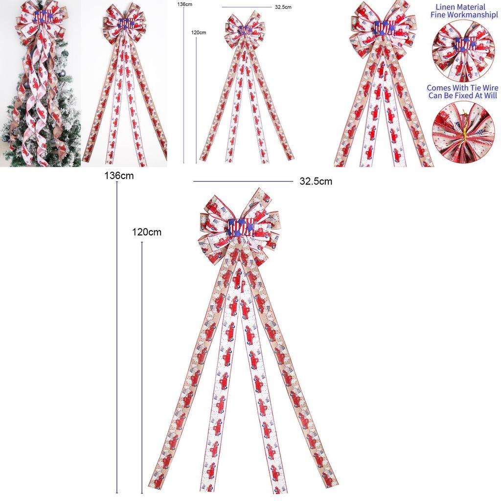 Colorful Cartoon Style American Independence Bow Indoor Decoration For Festive Christmas