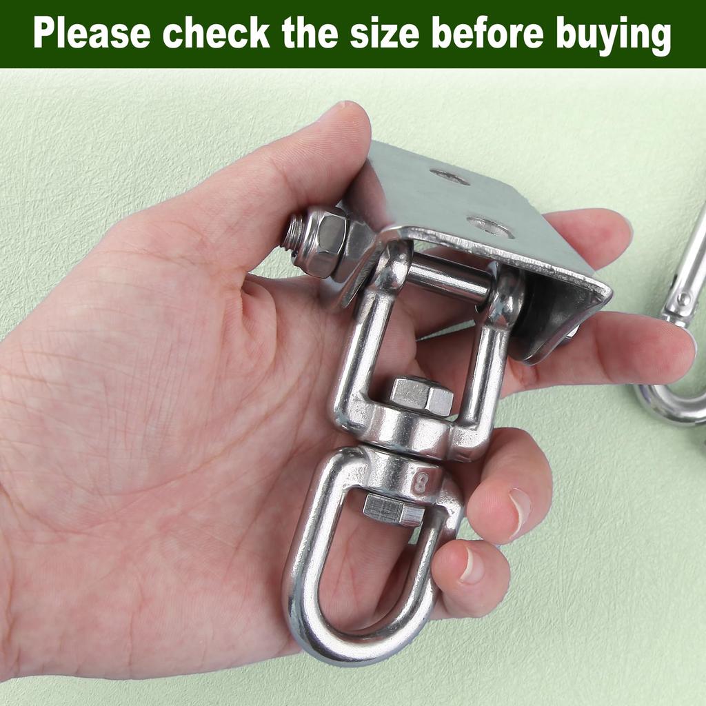 LEONTOOL Wooden and Concrete Swing Set Hanger, 360° Rotation, Hanging Chair Hardware, Hanging Kit, Ceiling Hook, Hammock Hook, 360° Rotation, Bolts an