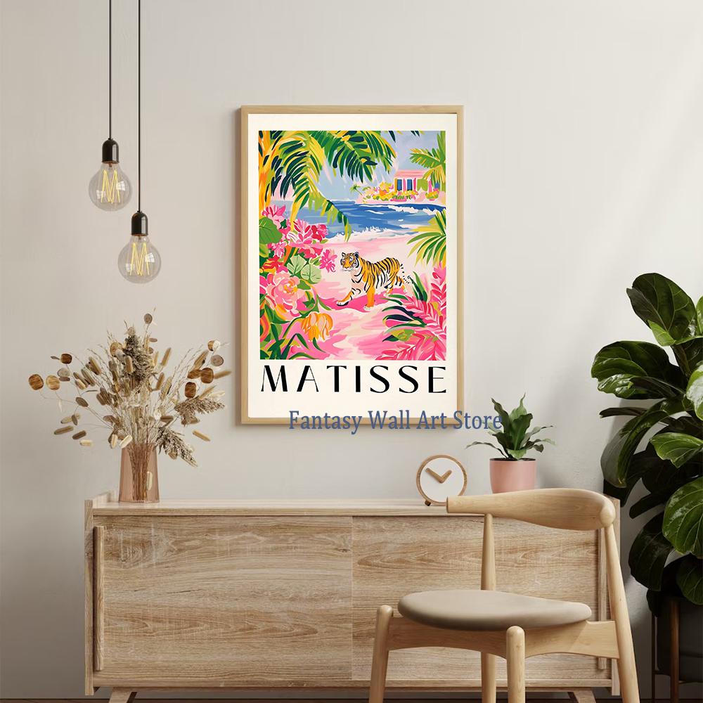 Matisse Animals In The Bathroom Poster Wild Animals Matisse Art Painting Wall Decor Colorful Wall Decoration Canvas Prints Gift