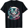 Astronaut Cat Graphic Tee Space Explorer Kitten Print Crewneck T-Shirt for Men