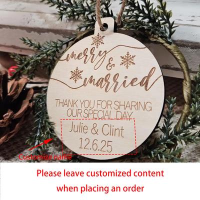 Ornamento de Natal de Madeira Personalizado 5 Peças Lembrancinhas de Casamento Noivado Aniversário Lembrança Presente de Natal Decoração Pendurada para Casa