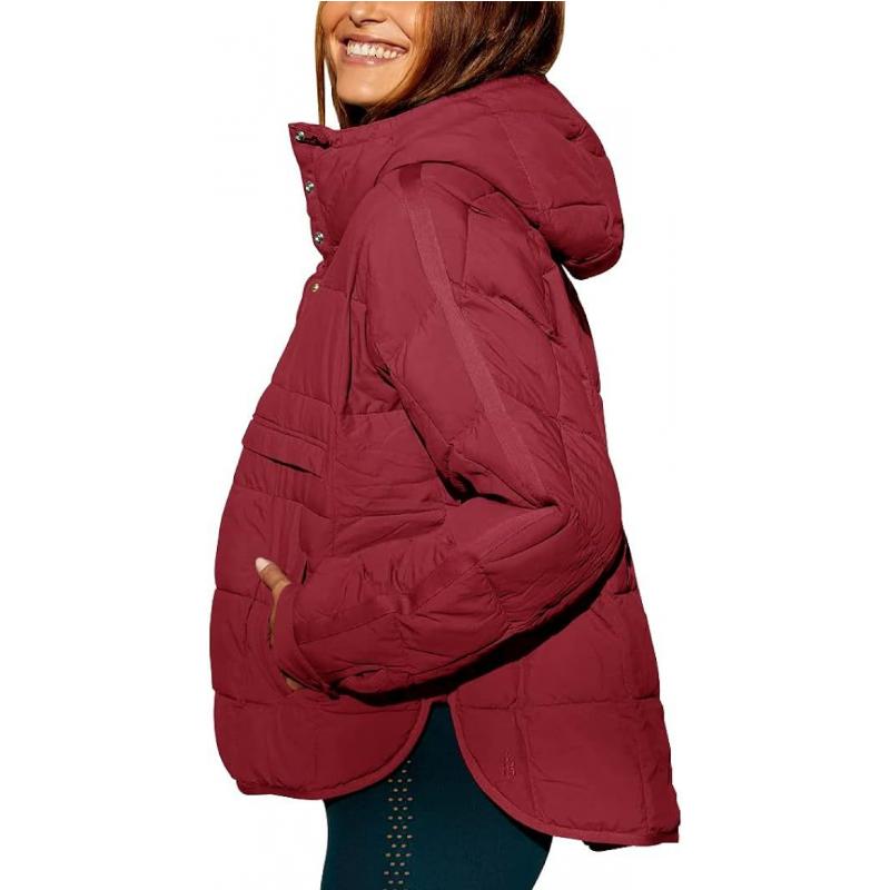 Damen Herbst und Winter Einfarbig Langarm Locker Lässig Kapuzenjacke Outdoor Sportjacke