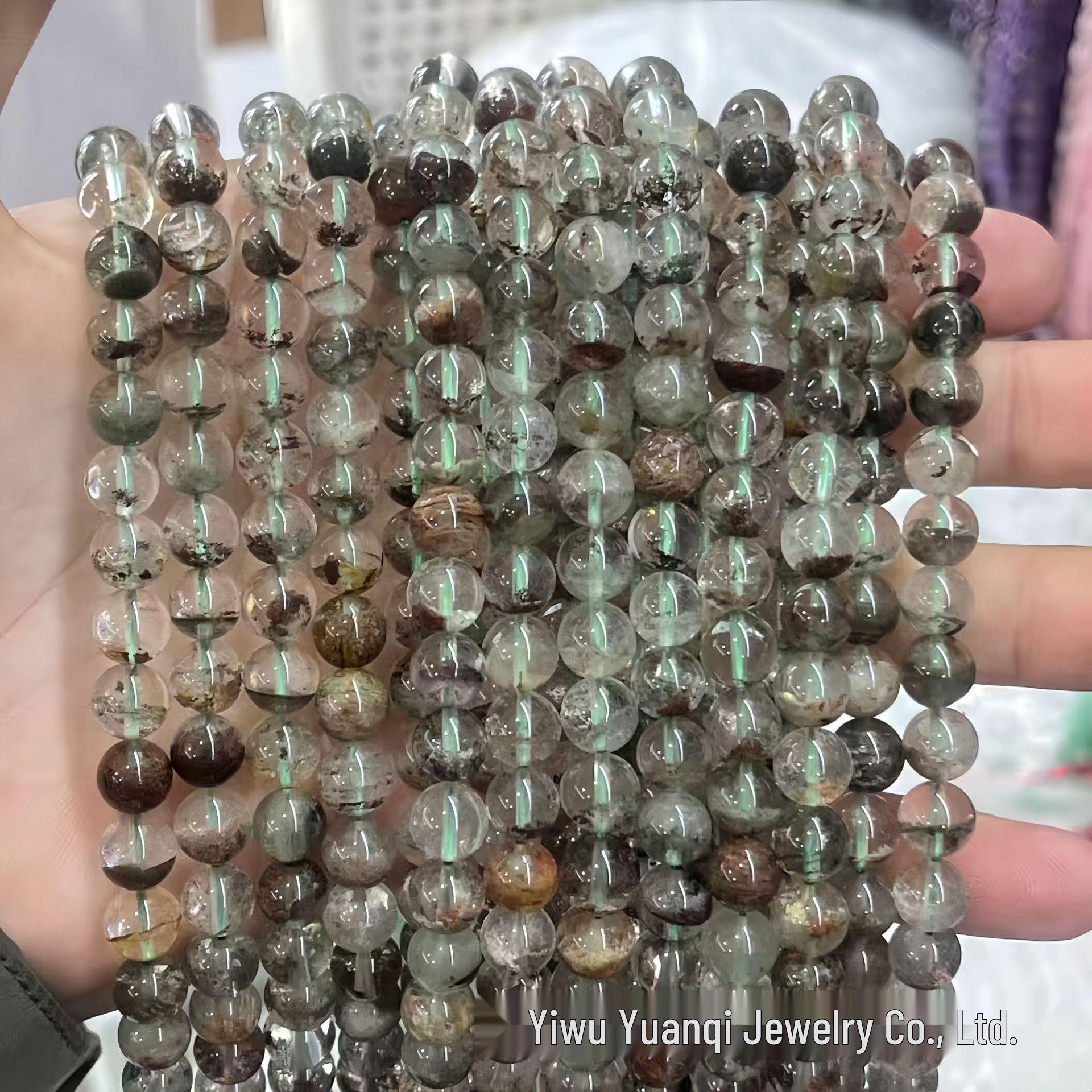 

Yuanqi Jewelry Natural Green Phantom Beads for DIY Bracelet, Half-Pot, 7A Grade, Semi-Finished Jewelry Accessories. 4mm strand (~90 beads)
