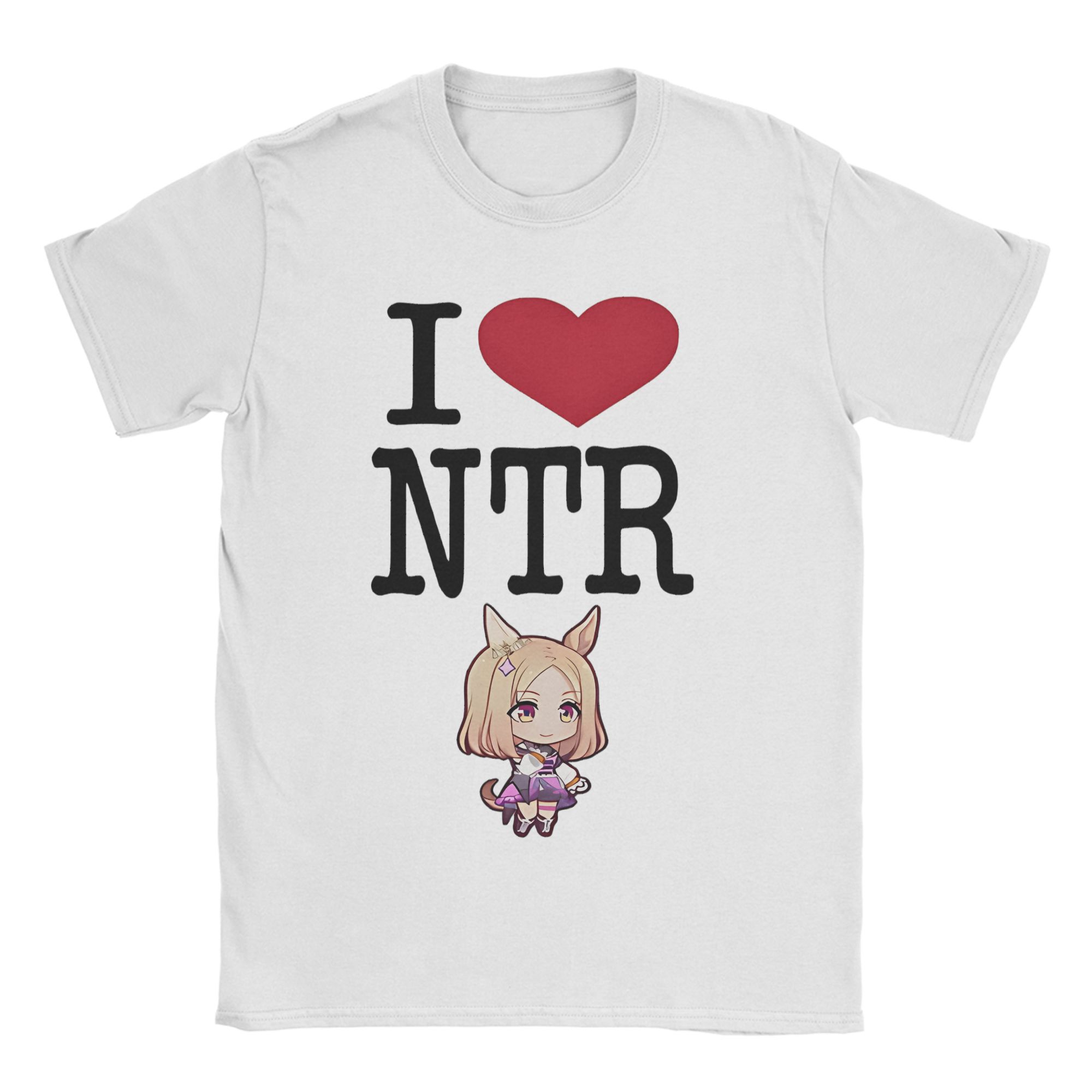 

Мне нравится NTR Umamsusme Аниме Футболки Мужские Чистый Хлопок Потрясающая Футболка Круглый Вырез Футболки с Коротким Рукавом Одежда Большого Размера S