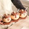 Cartoon Honey Jar Design Spice Jars with Spoon Condiment Pot Creative Ceramic Seasoning Jar  Salt