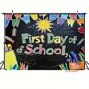 First Day of School 2D Backdrop, Blackboard Chalk Art Photography Background for School Party Decor