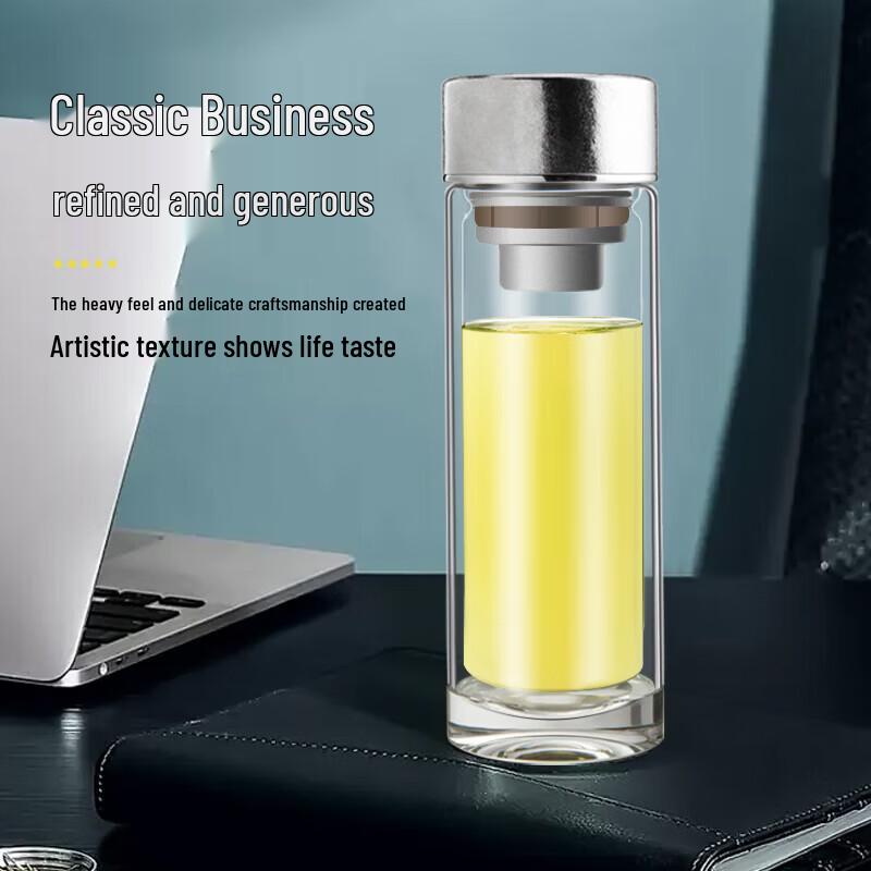 Xinke Double-Layer Glass Cup with Titanium Lid