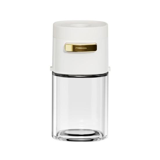 Glass Salt Dispenser with Portion Control Press-Type Shaker for Precise Salt Spice Dispensing 180ml Easy-Fill Wide Mouth Condiment Bottle