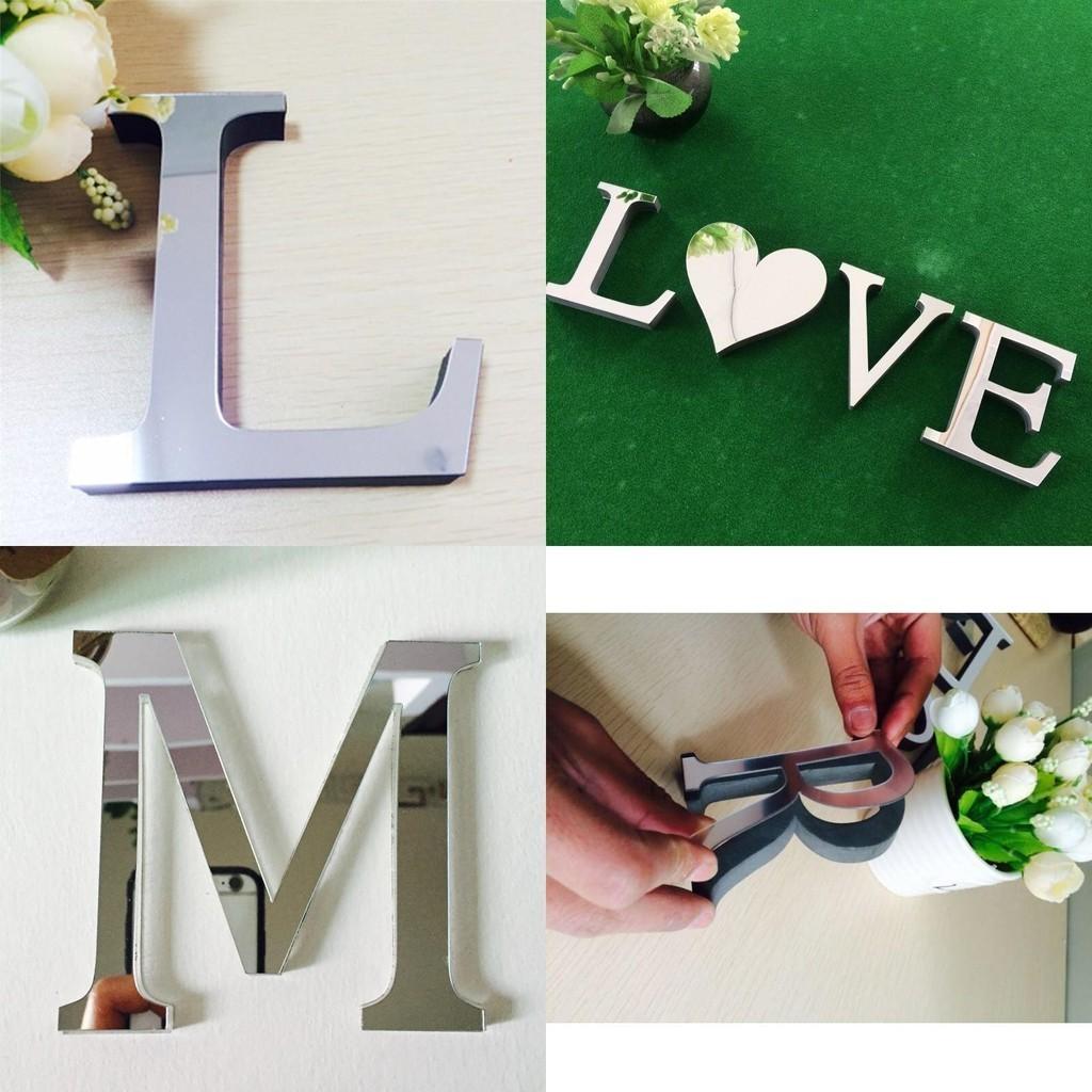 Elegant 4 Letters Love Home Furniture Mirror Tiles Wall Sticker For Stylish Decor