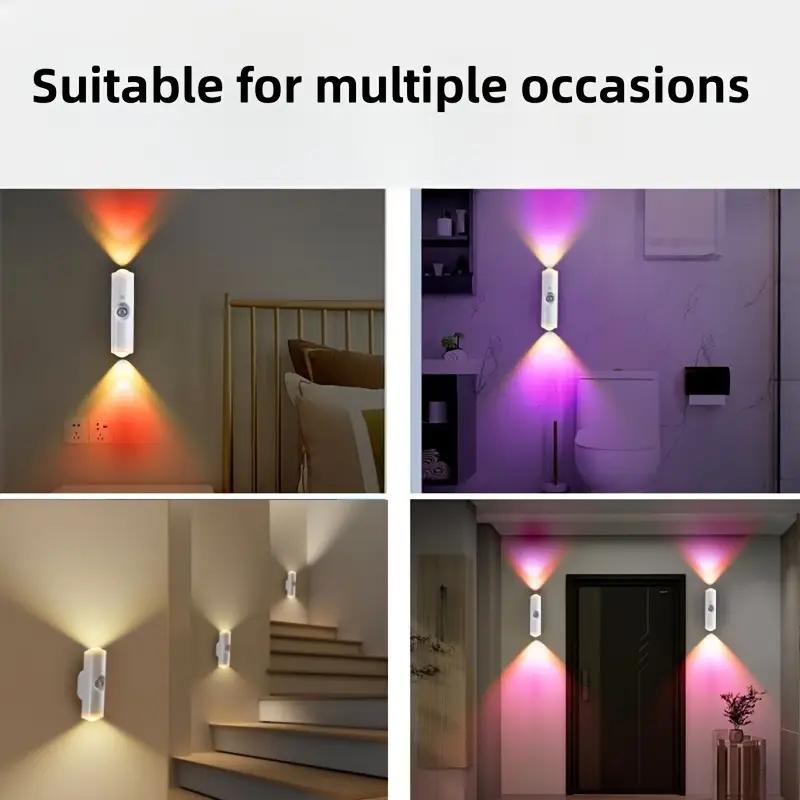 1/2/3pcs Walnut Color LED Smart Light Motion Sensor Charging LED Wall Light Suitable for Corridors Kitchens Wardrobes Bedrooms