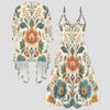 Women Plus Size Two Piece Set Long Sleeve Open Coat Cami Maxi Dress